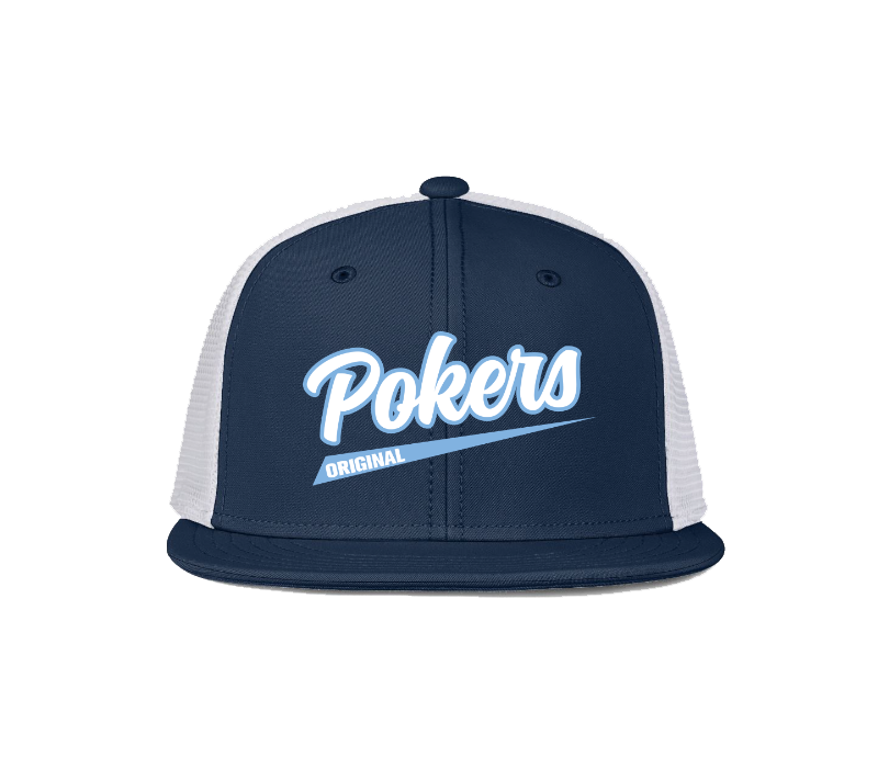 Original Florida Pokers Snapback Hat Navy Bill / White Mesh